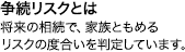 争続リスクとは 将来の相続で、家族ともめるリスクの度合いを判定しています。