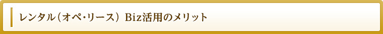 レンタル（オペ・リース） Biz活用のメリット